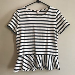 J. Crew Stripped Peplum Top